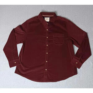 Jachs Girlfriend Corduroy Button Up Shirt  Womens Size XL Burgundy Long Sleeve
